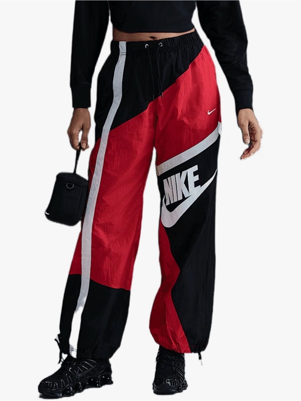 Nike Women's Red, Black & White Colorblock Track Joggers